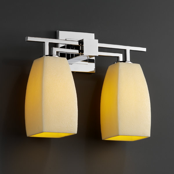 Éclairage pour meuble-lavabo de salle de bain 2 lumières CandleAria Aero, Amber, Cylindre avec rebord plat, Bronze foncé