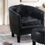 Chaise contemporaine tapissée noire et, nappe ouatée en fibres, ressort, mousse, ajoute une touche d'élégance à la sangle de la pièce assortie, quincaillerie, convenant à un coin détente-1890370849