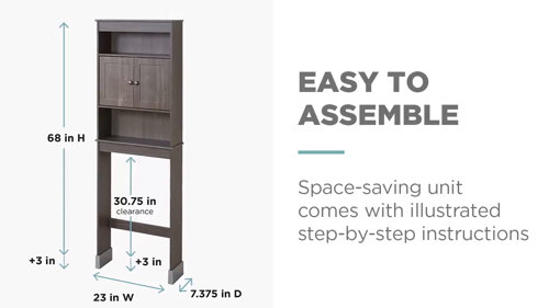 23 W Bathroom Space Saver, 3 Shelves, over the Toilet Cabinet