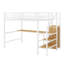 Lit mezzanine double en métal avec bureau en L, port USB, DEL, armoire-530023708