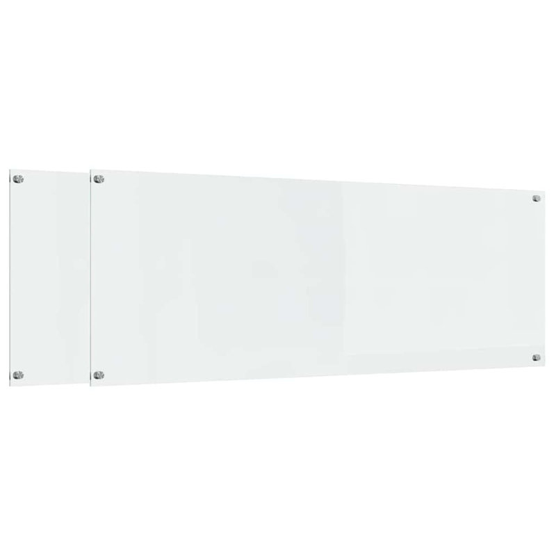 Vidaxl Kitchen Backsplash White 80 X 40 Cm Tempered Glass, Transparent, 40cm H x 110cm W