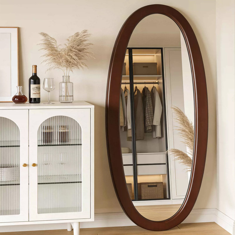 Miroirs ovales en bois manufacturé, 70.87" x 31.5"