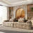 109"Modular Sectional Cloud Sofa ,Modern Minimalist Corduroy Upholstery Khaki Couch, Deep Seat Sofas Compression Couches - No Assembly Required for Living Room-1111887651