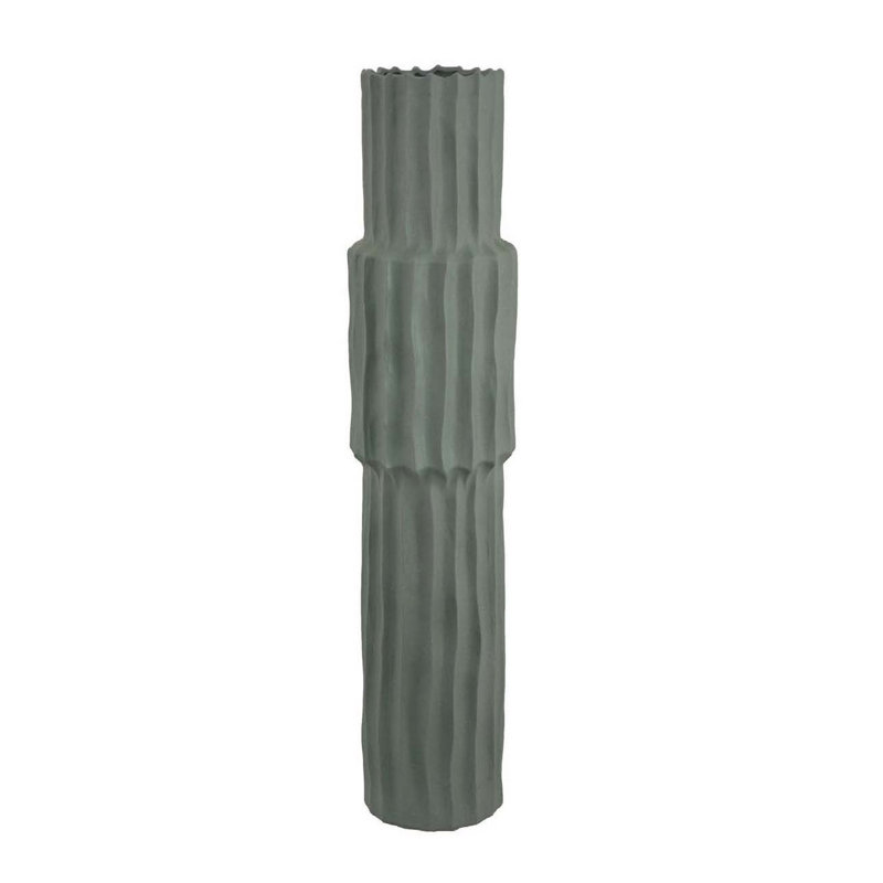 Decorative Accent Vase, Sleek Cactus Design,  Green Ceramic, 29.5" H x 8.25" W x 8.25" D