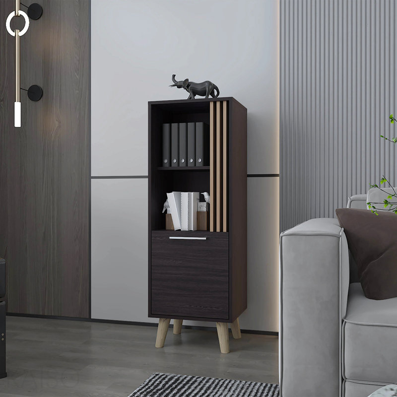 Armoire décorative avec porte et rangement ouvert