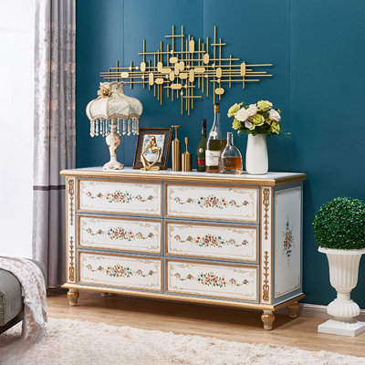 European Six-Drawer Hand-Painted Accent Chest