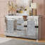 2-Piece Mirrored Set, 145cm 3-Drawer Mirrored Glass Sideboard + 92cm Mirrored Glass Floor Vase