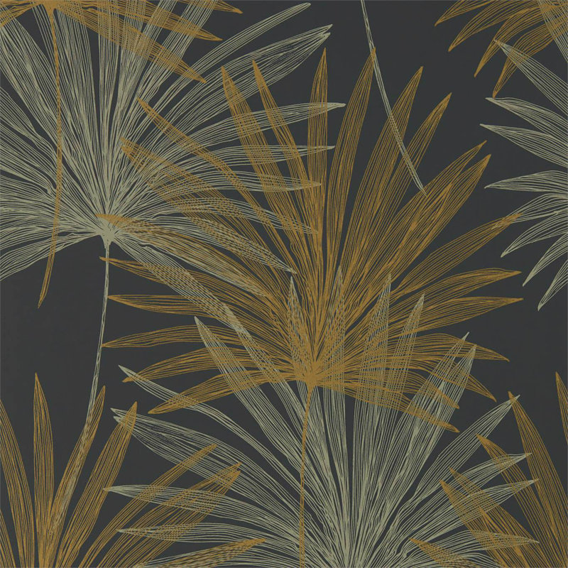 Mitende 10.05m x 52cm Wallpaper Roll, Jet/Gold