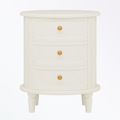 Oval Nightstand with 3 Drawers