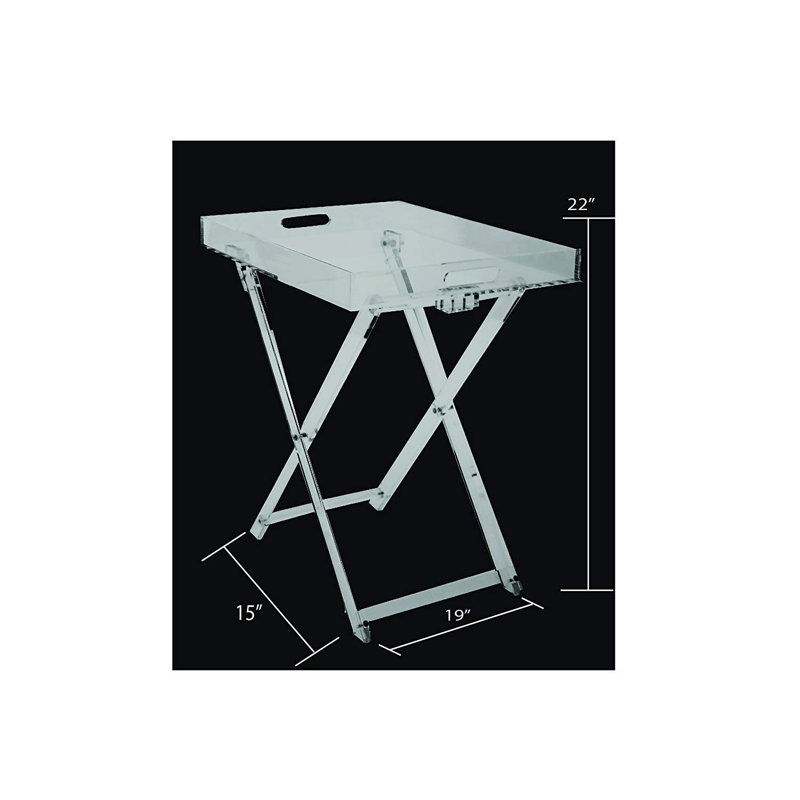 Sleek Chic Transparent Acrylic Folding Side Table with Handles