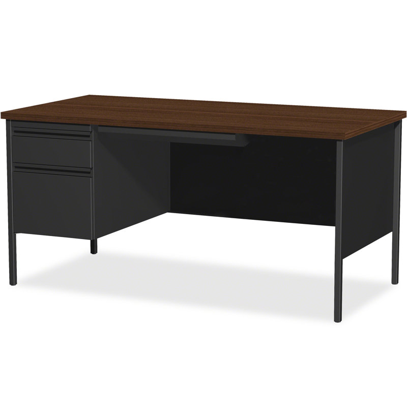 Pabel Metal Base Writing Desk, Black Walnut