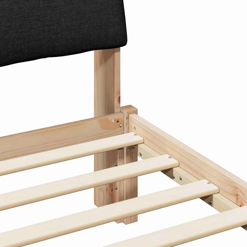 Solid Wood Bed Frame, 75 x 190cm, Brown/Black