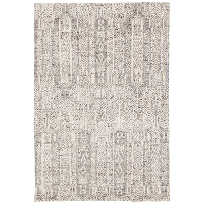 Tapis géométrique moderne en laine noué à la main Isla, Rectangle 5 pi x 7 pi 6 po