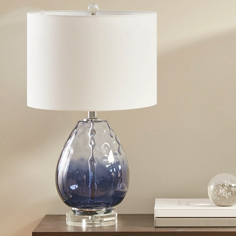 Lampe de table en verre Ombre, Bleu très foncé