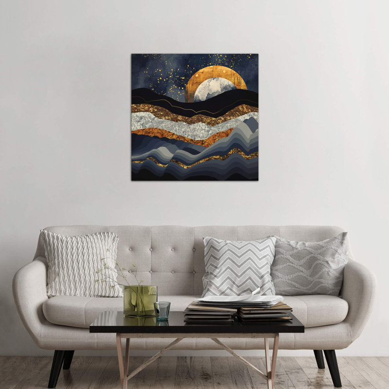 Metallic Mountains 1 Piece Wrapped Canvas Wall Art, 93.98cm H x 93.98cm W x 3.175cm D