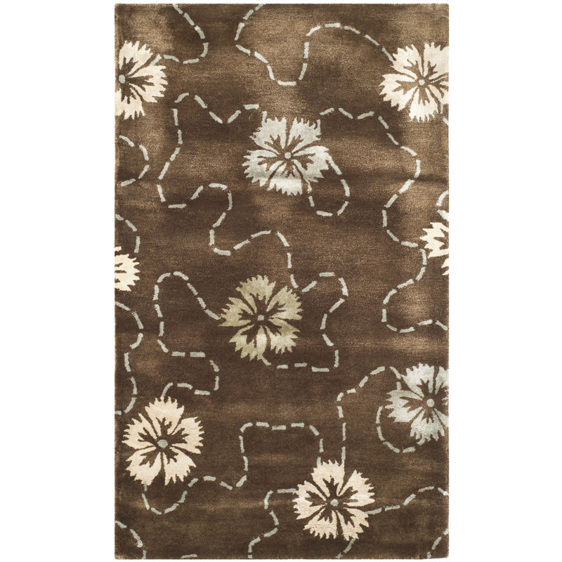 Tapis floral en moka / ivoire Coreatha Martha Stewart, Rectangle 8 pi 6 po x 11 pi 6 po