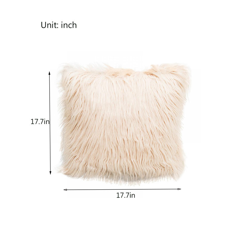 Faux Fur Reversible Throw Pillow, Beige