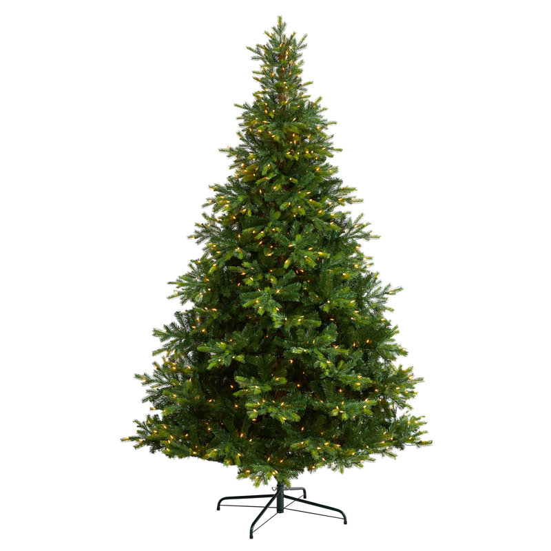 Arbre de Noël artificiel épinette vert avec lumières claires, H 9 pi