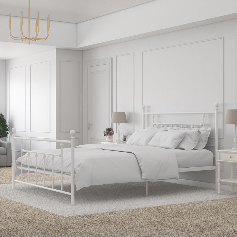 Eastford Metal Bed Frame with Vintage Headboard, Kingsize (5'), White