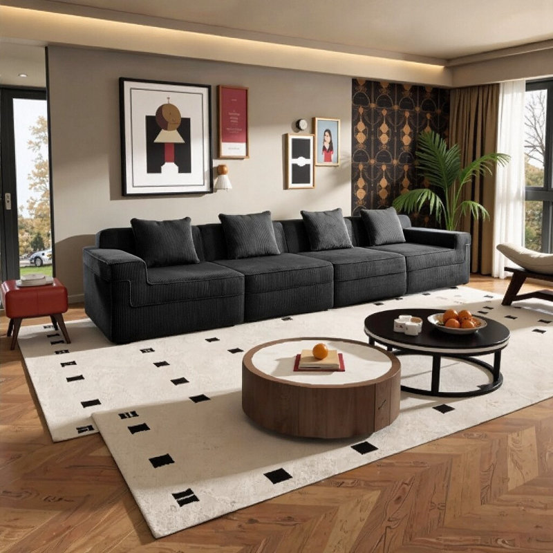 Ensemble de canapé modulaire à 4 places Cloud - Velours côtelé moelleux, conception sans assemblage, coussins décoratifs
