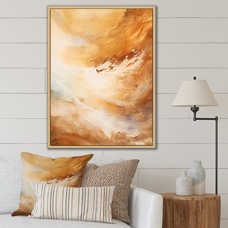 «Beige Sandy Clouds Horizon I», reproduction sur toile, Cadre naturel flottant, H 40 po x l 30 po x P 1,5 po