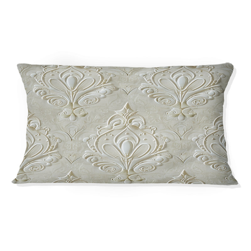 Coussin lombaire ivoire ivoire damassé