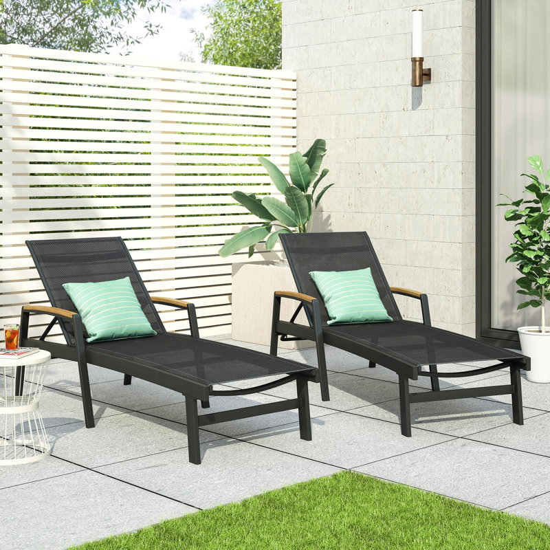 Chaise longue Oaxton, Noir / brun