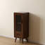 Armoire décorative Mid-Century moderne en chêne massif 39 po avec 2 tiroirs, porte cannelée-2032617426-2032617436