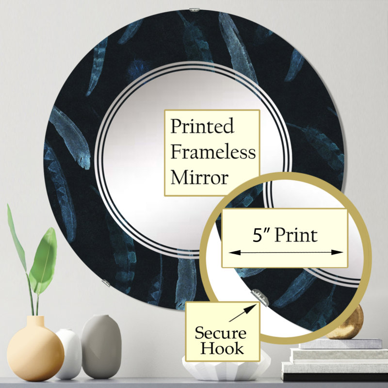 Miroir mural rond à motif bohème, 24 po x 24 po