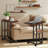 Allyson Rustic Brown Foldable Expandable C-Shaped End Table With Storage & Wheels For Living Room