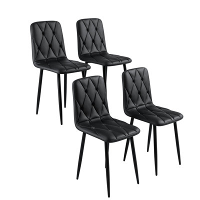 Upholstered Metal Leather Side Chair Dining Chairs (Set of 4)