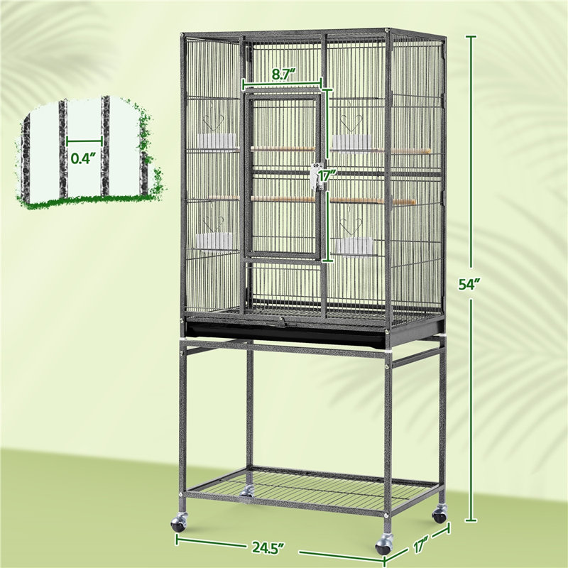 Setzer 53.5'' Flat Top Breeder Bird Cage with Wheels, Black