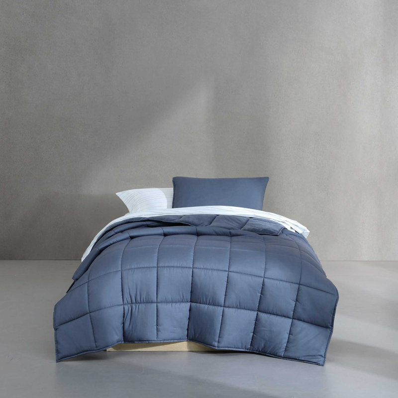 Ensemble d'édredon en peluche réversible Calvin Klein, Bleu, Édredon simple très long + 4 pièces supplément
