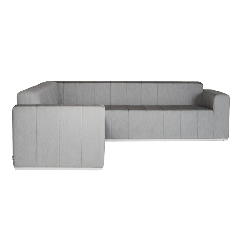 Canapé modulaire gris chiné Sunbrella avec cadre blanc Redondo