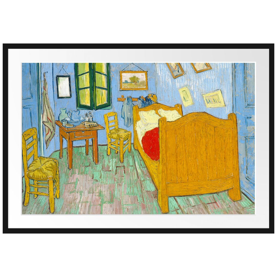 Gerahmtes Poster Das Schlafzimmer - Zweite Version von Vincent Van Gogh