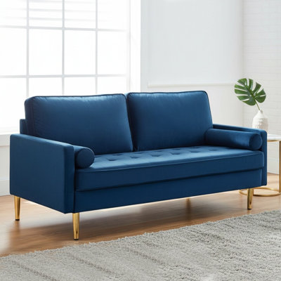 66.92" Modern Velvet Upholstered Square Arm Sofa and Loveseat