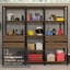  Armoire de rangement pour garage avec outils à 4 tiroirs et tablettes ouvertes L 78 po - noir / brun-1019458997