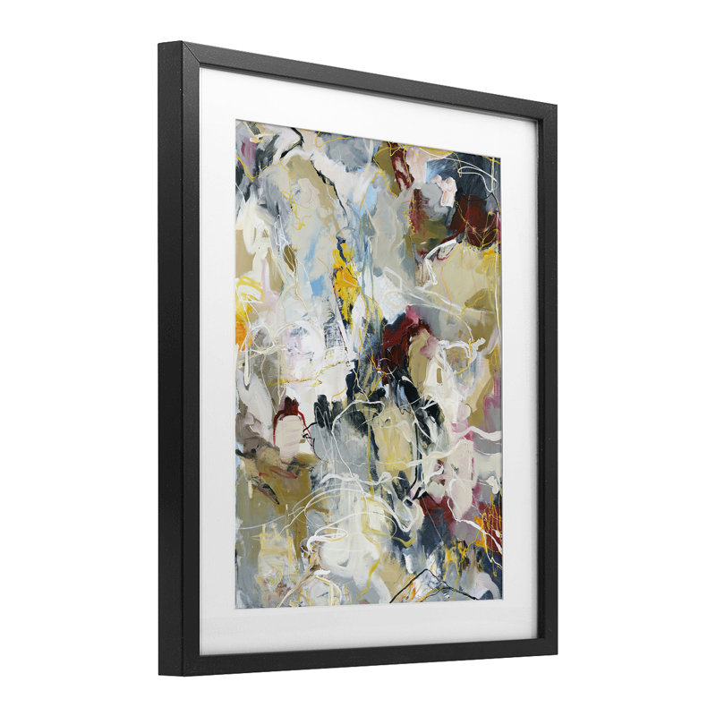 Impression abstraite encadrée sous verre «Energetic Frequent», conception par Design Fabrikken, Cadre noir minuit