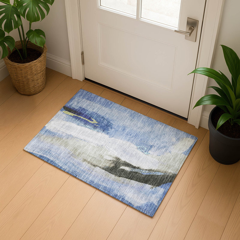 Premium Machine Washable Mouton Abstract Rug, Rectangle 1'8" x 2'6"
