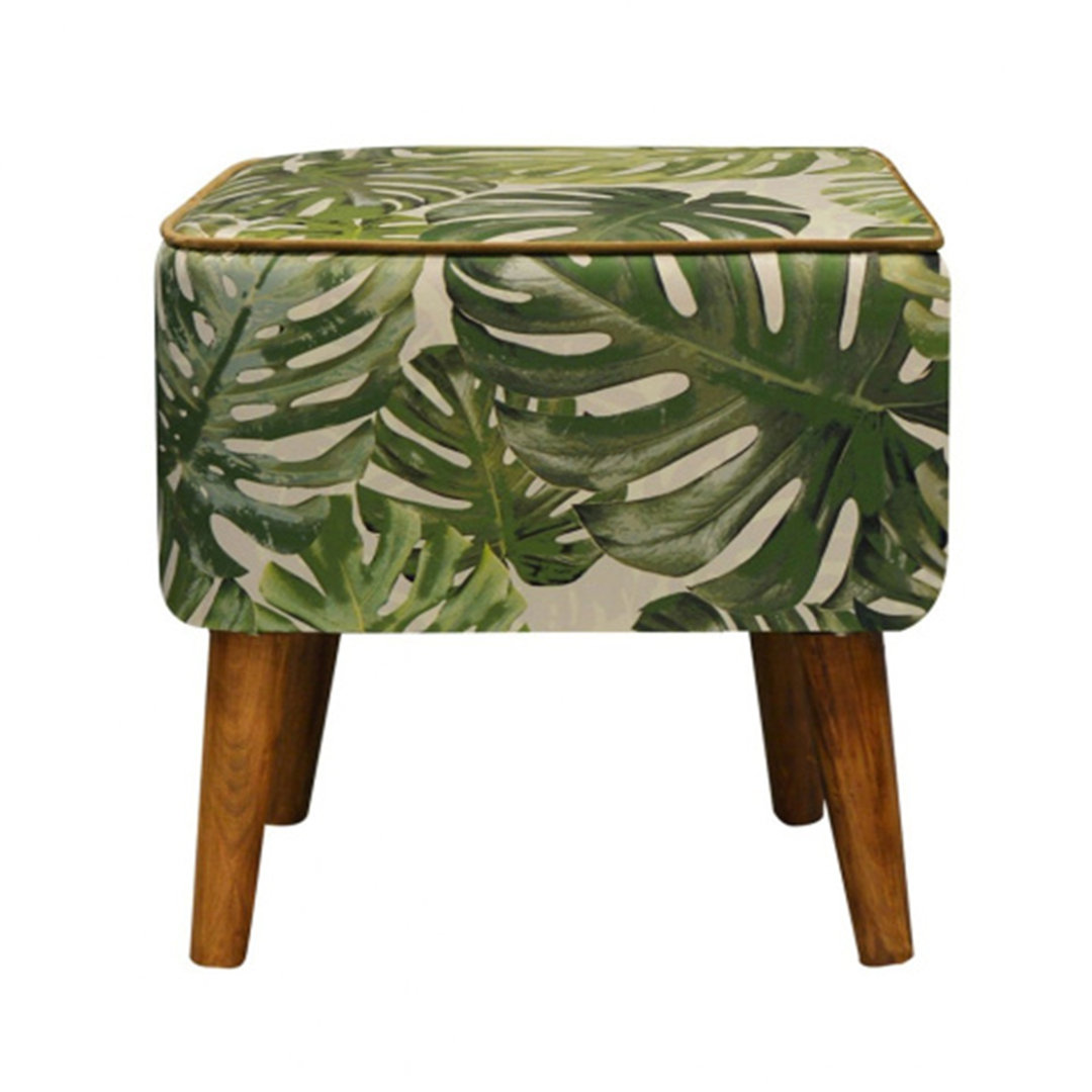 Kontea 40cm Wide Square Floral Footstool Ottoman