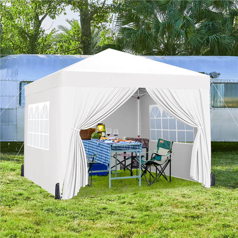 Iron Pop-Up Gazebo, 287cm H x 300cm W x 300cm D, White