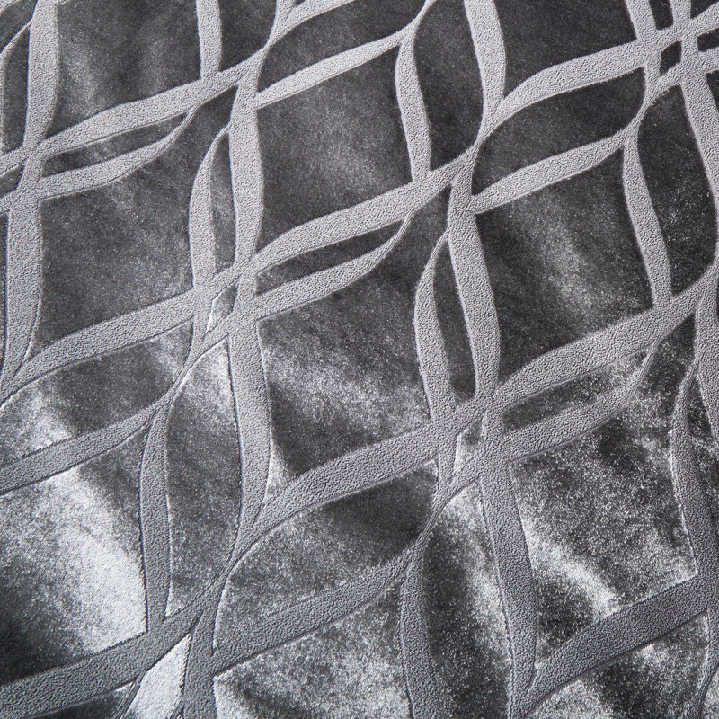 Velvet Geometric Shapes Duvet Cover Set with Pillowcases Included, Slate, Kingsize - 2 Standard Pillowcases