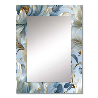 Adwaith Ethereal Rococo Flourish Victorian Pattern - Floral Decorative Wall Mirror, Floral Mirror, Printed Metal Art