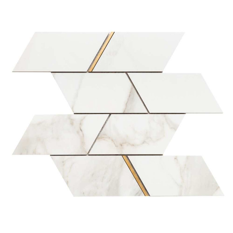 Stately Avenue 11" x 12" Porcelain Marble Look Tile, Gold