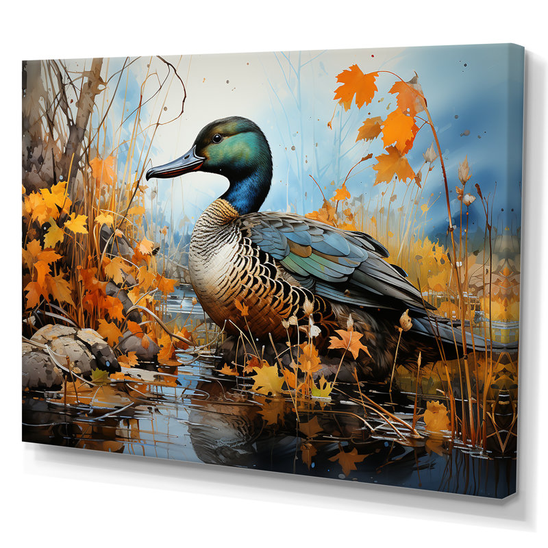 Canard bleu baroque élégance IV - art mural canard, Toile tendue, H 32 po x l 24 po x P 1 po