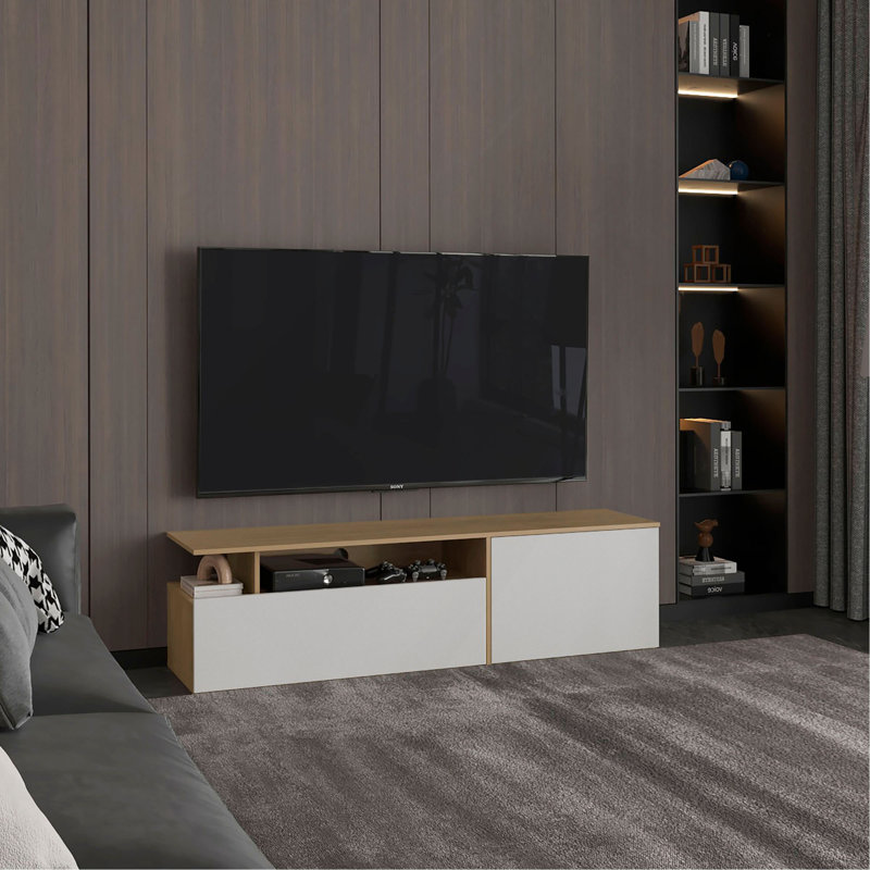 Meuble télé 60 po, 2 portes, 4 tablettes