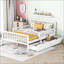 Lit plateforme double en pin avec tiroirs de rangement Barrières de sécurité blanches pour la chambre à coucher-1773579313
