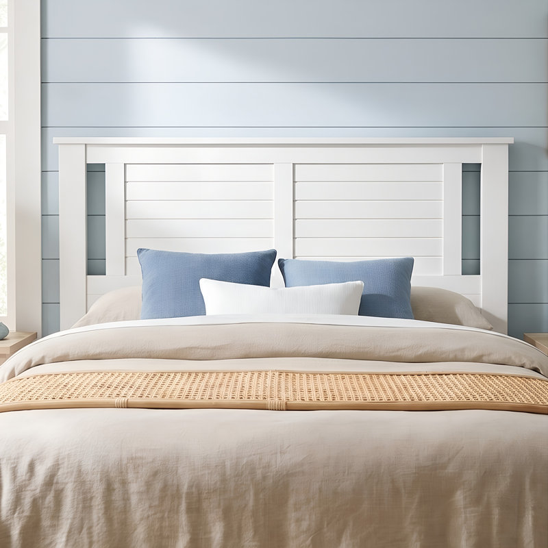 Tête de lit double en bois massif Amesbury, Double, Blanc