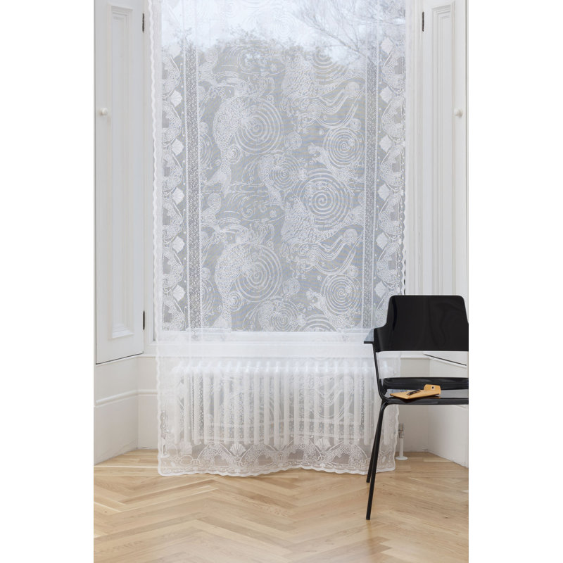 Heinen Cotton Blend Sheer Single Curtain Panel, Ivory, 127 W x 183 D cm