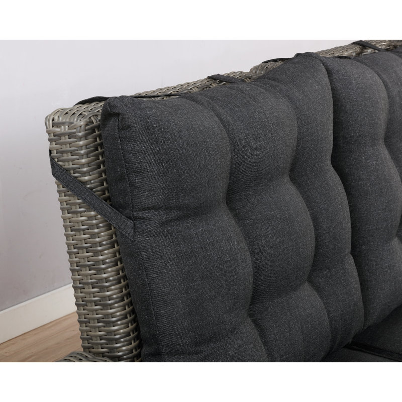 Asti All-Weather Wicker 4-Piece Outdoor Seating Set with Reclining Sofa, 26" H Cocktail Table and Two Ottomans